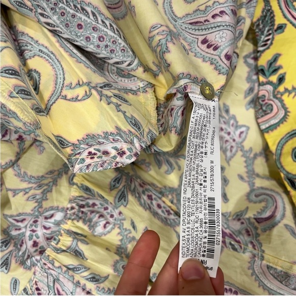 Zara blogger yellow paisley printed puff sleeve maxi dress peasant smock - Picture 5 of 13